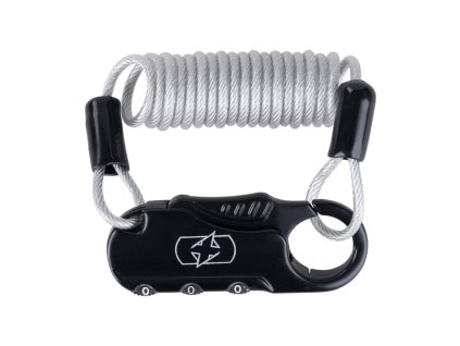 OXFORD Zámok proti krádeži na prilbu a oblečenie Pocket Lock pripínací na motocykel 2.2 × 900 mm – čierny/strieborný