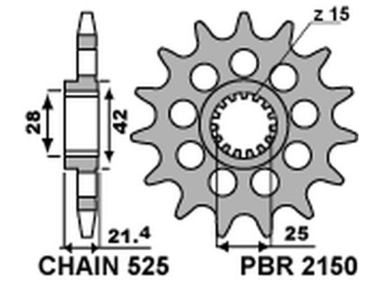 PBR Predná rozeta 2150 18NC 16 zubov Aprilia 750/1200 – 525