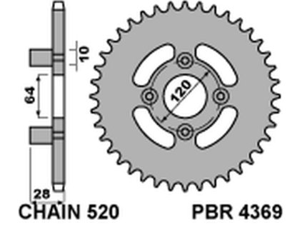 PBR Zadná rozeta 4369 C45 41 zubov Honda AX1 250 (00–05)