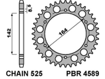 PBR Zadná rozeta 4589 C45 44 zubov Hyosung GT 650 Comet (04–15)