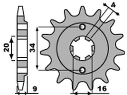 PBR Predná rozeta 2062 18NC 14 zubov Yamaha YFS 200 Blaster (88–06)