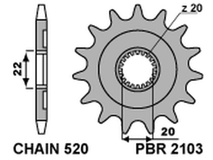 PBR Predná rozeta 2103 18NC 13 zubov Yamaha YZF 250 (01–25), WR-F 250 (01–25)