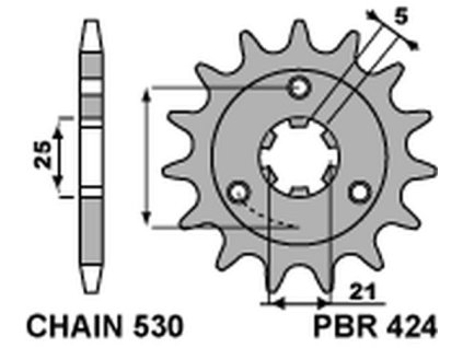 PBR Predná rozeta 424 18NC 15 zubov NC Suzuki Gt 380/550