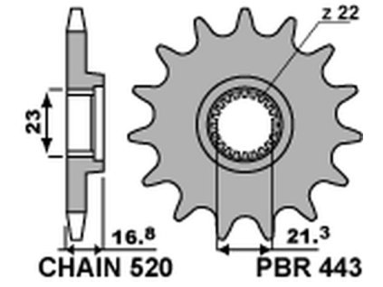 PBR Predná rozeta 443 18NC 16 zubov Yamaha XJ 600 Diversion (92–03)