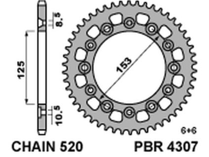 PBR Zadná rozeta 4307 C45 39 zubov Honda Crm 250 '91
