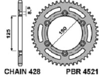 PBR Zadná rozeta 4521 F 45 zubov Honda Cg 125 Es