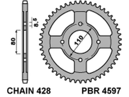PBR Zadná rozeta 4597 C45 42 zubov Honda CBF 125 09-14