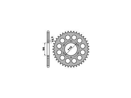 PBR Zadná rozeta 850 F 33 zubov Yamaha XS 650 (75–81)