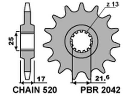 PBR Predná rozeta 2042 18NC 15 zubov NC Honda CB 500F/X '13-15, CBR 500R `13-15