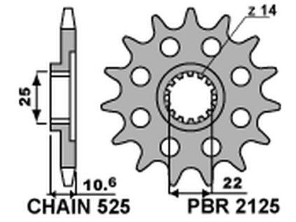 PBR Predná rozeta 2125 18NC 15 zubov NC Mv Augusta 910/920/989/990/1000