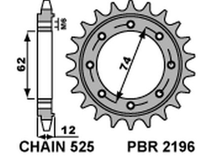 PBR Predná rozeta 2196 18NC 22 zubov NC Gilera Gp 800, Aprilia SRV850