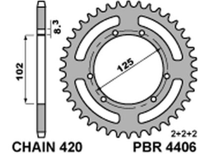 PBR Zadná rozeta 4406 F 53 zubov Derbi Senda 50R/SM 00-12