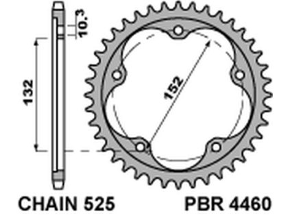 PBR Zadná rozeta 4460 C45T 43 zubov Mv Augusta 800/910/920/989/990/1000 04-16
