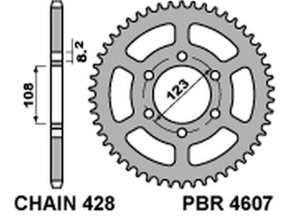 PBR Zadná rozeta 4607 C45 49 zubov Derbi Gpr 125 4T 09-13