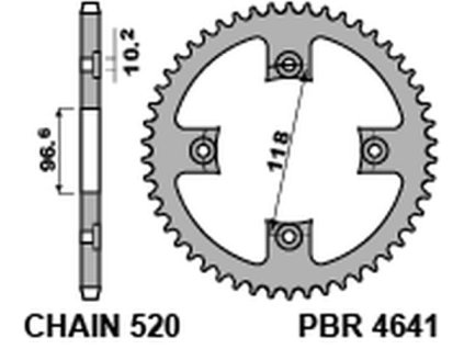 PBR Zadná rozeta 4641 C45 42 zubov Can Am Ds 450 4641 42