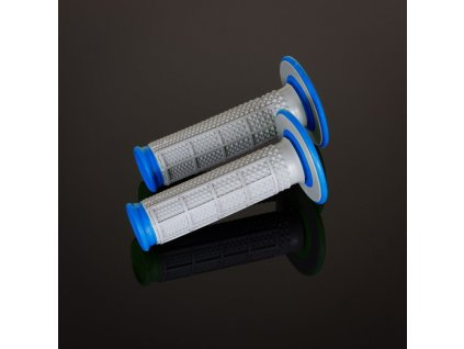 RENTHAL Gripy MX Dual Compound Tapered Blue Half Waffle, dvojzložkové – sivé/modré