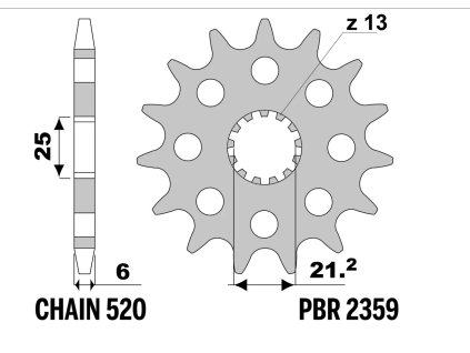 PBR Predná rozeta 2359, 15 zubov (reťaz 520)