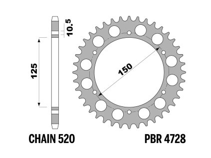 PBR Zadná rozeta 4728, 46 zubov (reťaz 520)