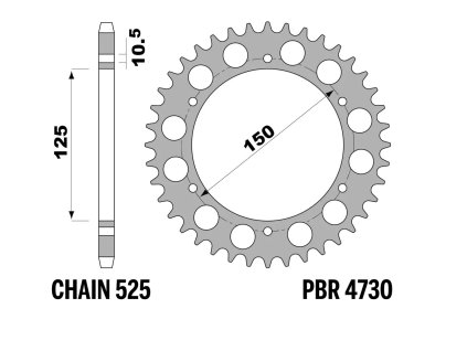 PBR Zadná rozeta 4730, 44 zubov (reťaz 525)