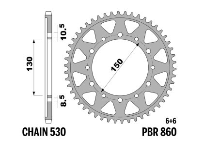 PBR Zadná rozeta 860, 43 zubov (reťaz 530)