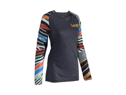 LEATT Dámske cyklistické tričko Mtb Allmtn 3.0 Jersey Women Stripes – sivá/MULTICOLOR (Veľkosť L)