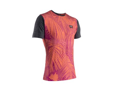 LEATT Tričko Premium T-shirt Jungle grafitová/oranžová/ružová (Veľkosť L (CASUAL))