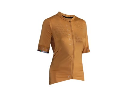 LEATT Dámske cyklistické tričko Mtb Endurance 5.0 Woman Jersey Rust – zlatá (Veľkosť L)