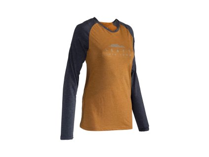 LEATT Dámske cyklistické tričko Mtb Allmtn 3.0 Jersey Women Peanut hnedá/čierna (Veľkosť S)