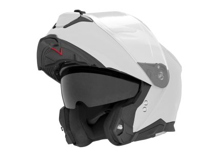 NOX Výklopná prilba (FLIP-UP) so slnečnou clonou N967 Solid – biela lesklá (Veľkosť L (PINLOCK DO TEGO MODELU - FILMPINLOCK30DKS166))