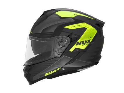 NOX Integrálna prilba (FULL FACE) so slnečnou clonou N304S Carver – čierna/žltá fluo MAT (Veľkosť L)