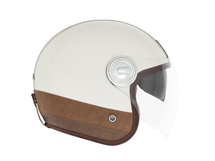NOX Premium Otvorená prilba Jet Heritage Leather krémová/hnedá (Veľkosť L)