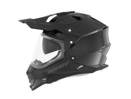 NOX Prilba Offroad / Trail Duosport (DUAL) N312 Solid s plexi a slnečnou clonou – čierna lesklá (Veľkosť L)