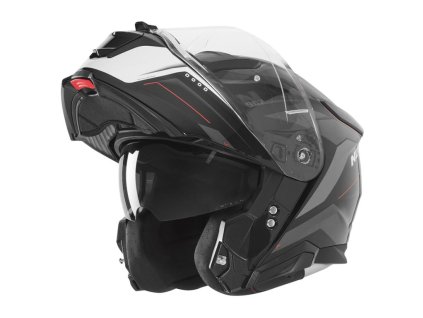 NOX Výklopná prilba (FLIP-UP) so slnečnou clonou N967 Conquer – červená/biela/čierna (Veľkosť L (PINLOCK DO TEGO MODELU - FILMPINLOCK70DKS589))