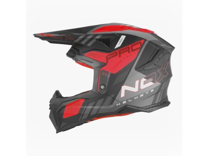 NOX Prilba Off Road / CROSS N634 Storm – čierna MAT/červená (Veľkosť L)