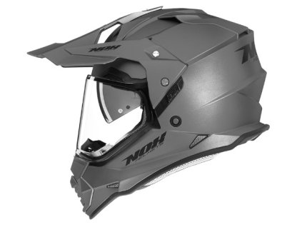 NOX Prilba Offroad / Trail Duosport (DUAL) N312 Solid s plexi a slnečnou clonou titánová MAT (Veľkosť L)