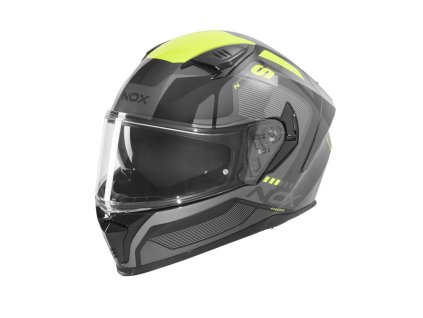 NOX Integrálna prilba (FULL FACE) so slnečnou clonou N402 Mentor – čierna/žltá fluo (Veľkosť L)