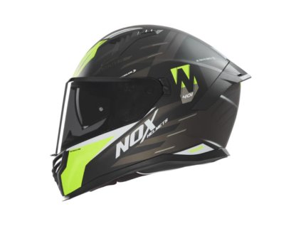 NOX Integrálna prilba (FULL FACE) so slnečnou clonou N401 Crower – čierna/žltá fluo MAT (Veľkosť L)