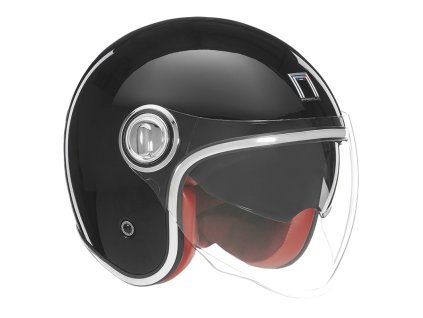 NOX Premium Otvorená prilba Jet Heritage Solid – čierna lesklá (Veľkosť L)
