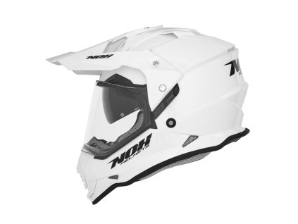 NOX Prilba Offroad / Trail Duosport (DUAL) N312 Solid s plexi a slnečnou clonou – biela lesklá (Veľkosť L)