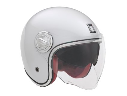 NOX Premium Otvorená prilba Jet Heritage Solid – biela lesklá (Veľkosť L)