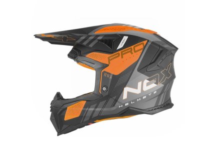 NOX Prilba Off Road / CROSS N634 Storm – čierna MAT/oranžová Fluo (Veľkosť L)