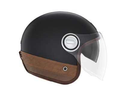 NOX Premium Otvorená prilba Jet Heritage Leather – čierna/hnedá (Veľkosť L)