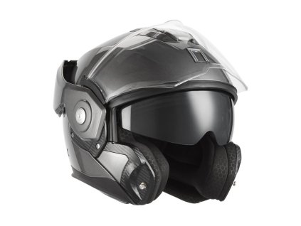 NOX Premium Výklopná prilba Flip-back (čeľusť sa odklápa dozadu) so slnečnou clonou Spinner titánová lesklá (Veľkosť L)