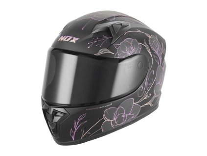 NOX Integrálna prilba (FULL FACE) N731 Spring Kid / Junior (detská) – čierna MAT/ružová (Veľkosť L)