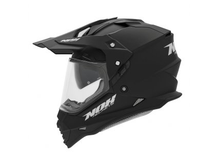 NOX Prilba Offroad / Trail Duosport (DUAL) N312 Solid s plexi a slnečnou clonou – čierna MAT (Veľkosť L)