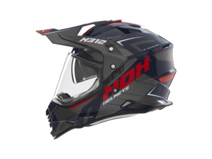 NOX Prilba Offroad / Trail Duosport (DUAL) N312 Vapor s plexi a slnečnou clonou – modrá/čierna/červená (Veľkosť S)