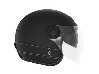 NOX Premium Otvorená prilba Jet Heritage Leather – čierna MAT/čierna (Veľkosť L)