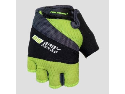 POLEDNIK Rukavice cyklistické (detské) Mtb bez prstov model BS Baby – zelené fluo/čierna (Veľkosť 3)