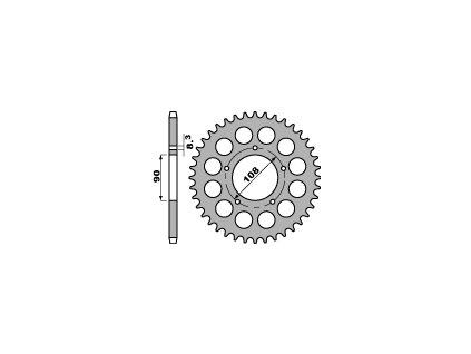 PBR Zadná rozeta 1022 C45 Ducati 900SS, Ducati 500 Desmo/SL (79–84), F1 (85–88), S2 (83–85), Cagiva 350/650 Alazzurra Sports (85–88) (Počet zubov 36 zubov)