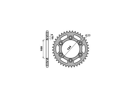PBR Zadná rozeta 1027 C45 Ducati 851/888 Sport (91–95), SS (91–00), Strada (93–95), Monster 900 (93–01), Sport (01–02), Monster 750 (99–02), Monster 695/800, Monster 600 (95–99), Sport (03), Monster 696 (08–14), Monster 600/620 (00–06) (Počet zubov 40 zubov)